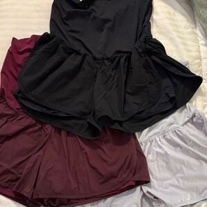 Maternity Stylish Black and Burgundy Athletic Shorts Set